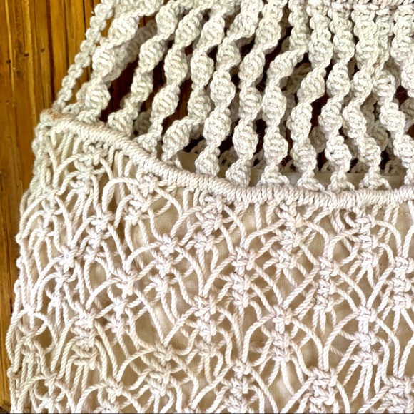 🐚SOLD🐚ROSE Vintage Macrame Woven Bag - Picture 4 of 6